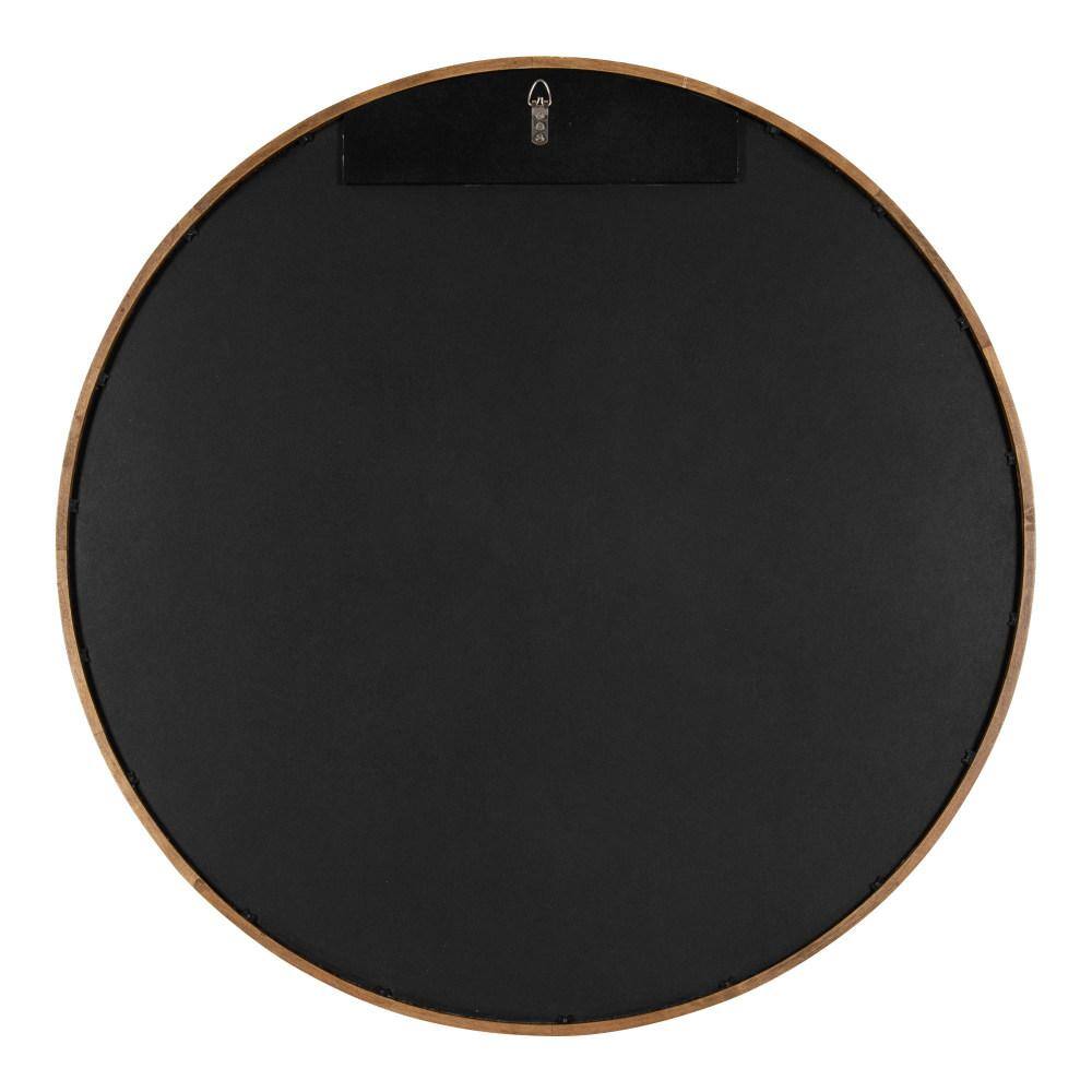 34" Round Walnut Wood Bathroom Vanity Mirror