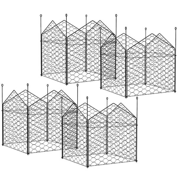 Unbranded Chicken Wire Cloche, 12 in. x 14 in. Plant Protectors from Animals, Metal Crop Cage, Set of 4, Black