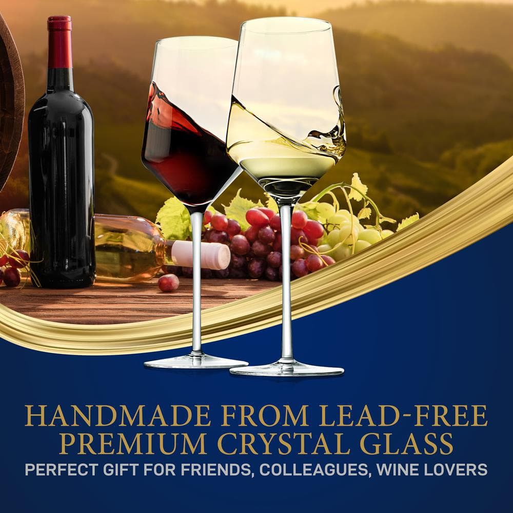 NutriChef Elegant Crystal-Clear Tall Wine Glasses Set of 2