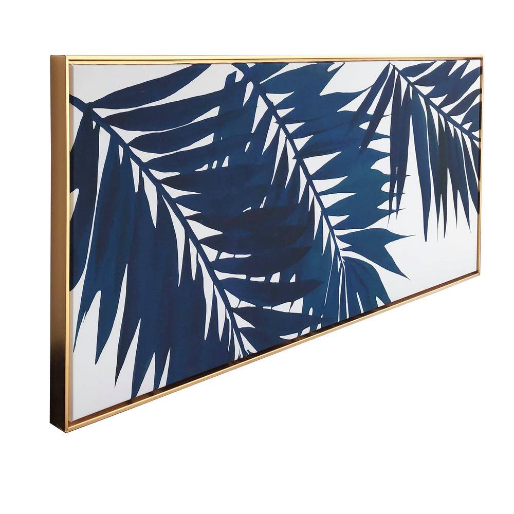 Blue Palms 19x45 Inch Canvas Wall Art with Gold Frame