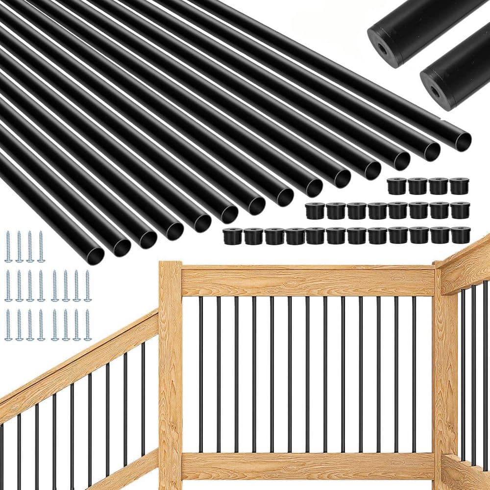 6.3 in. H x 33.1 in. W Black Aluminum Stair Railing Kit with Connectors for Outdoor Fencing Railing (51-Pack) price history on PriceWatchPro