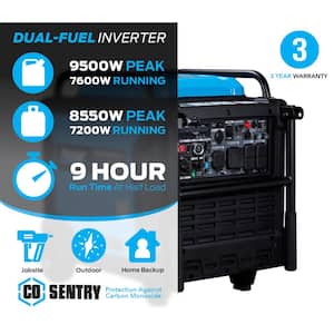 9,500-Watt Super Quiet Dual Fuel Inverter Generator with CO Alert and Remote Start