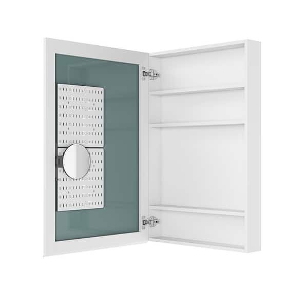 Amucolo 24 in. W x 36 in. H Silver Rectangular Single-Door Recessed or Surface Mount Wall Bathroom Medicine Cabinet with Mirror
