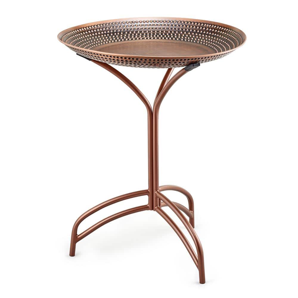 20" Bronze Copper Birdbath with Collapsible Stand