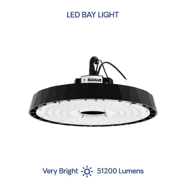 InfiBrite 13.8 in. 5000K Daylight 51,200 Lumens 320-Watt Integrated LED Dimmable Wet Rated Black High Bay Light 100-277 Volt