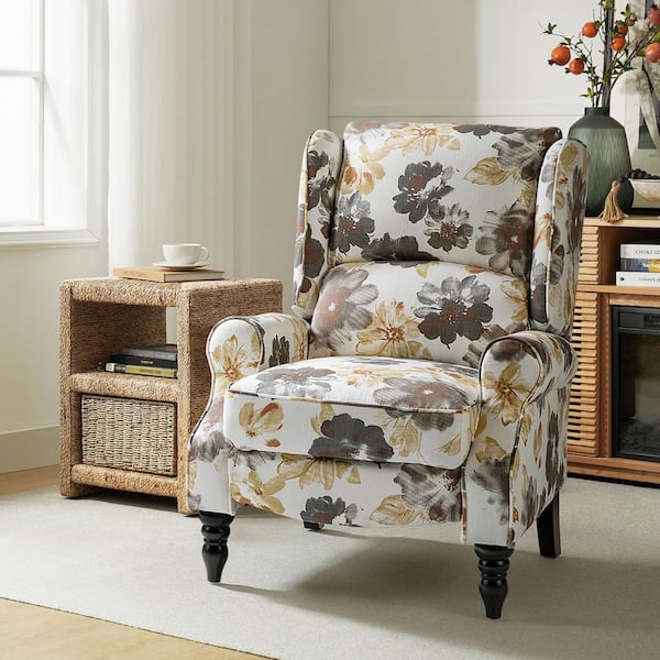 JAYDEN CREATION Bogazk Contemporary Classic White Upholstered Standard Manual Wingback Recliner With Solid Wood Legs