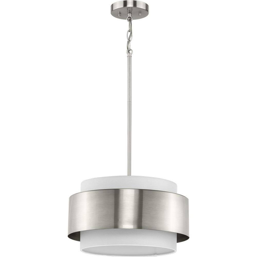 Silva Brushed Nickel Glass Drum Pendant Light