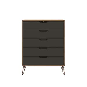 Rockefeller 5-Drawer Nature and Textured Grey Tall Dresser (44.57 in. H x 35.31 in. W x 21.57 in. D)