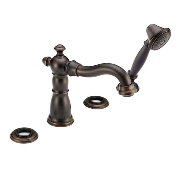 Delta Victorian 2-Handle Deck-Mount Roman Tub Faucet & Hand Shower Trim Kit in Venetian Bronze (Valve & Handles Not Included)