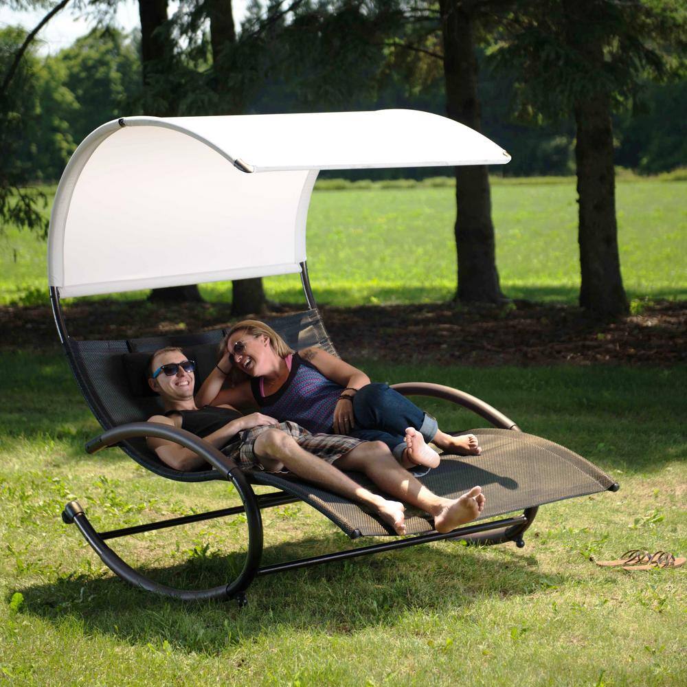Sienna Steel Dual Seated Outdoor Chaise Rocker