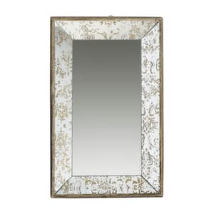 20 in. W x 12 in. H Rectangle Wood Frame Antique Silver Wall Mirror with Floral Accents