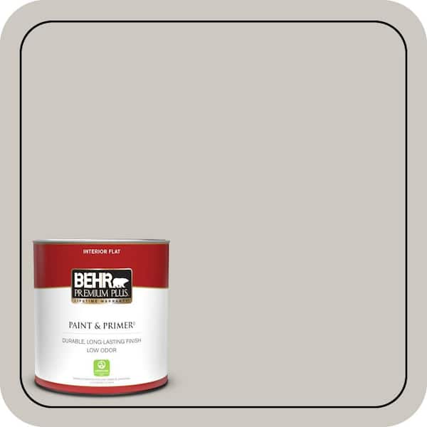 BEHR PREMIUM PLUS 1 qt. Designer Collection #DC-008 Gratifying Gray Flat Low Odor Interior Paint & Primer
