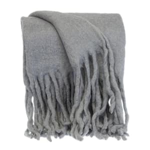 Charlie Gray Solid Color Acrylic Throw Blanket