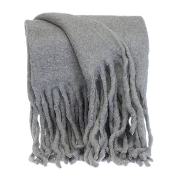 HomeRoots Charlie Gray Solid Color Acrylic Throw Blanket 2000402913