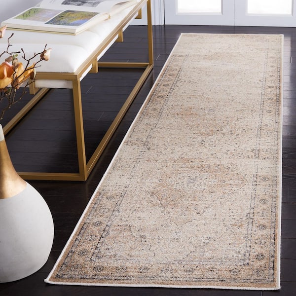 Atlas 2 ft. x 8 ft. Ivory/Beige Vintage Medallion Runner Rug