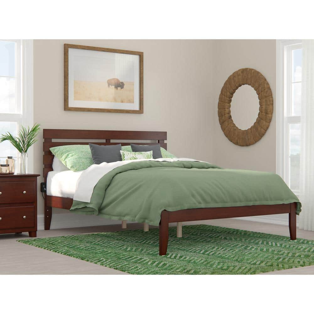 AFI Oxford Queen Bed with USB Turbo Charger in Walnut AG8310044 The