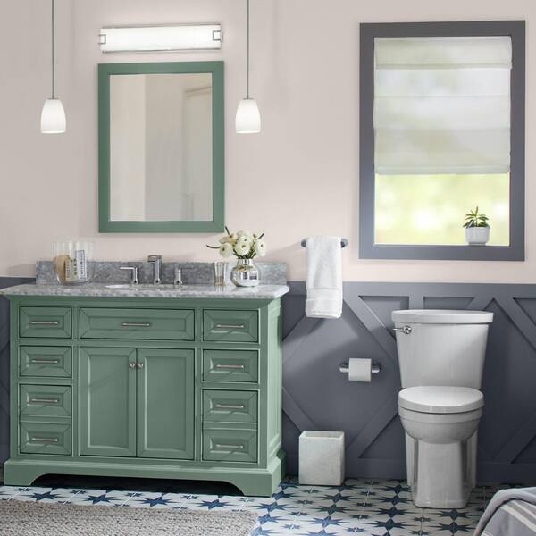 Home Decorators Collection Windlowe 49 in. W x 22 in. D x 35 in. H Bath Vanity in Green with Carrera Marble Vanity Top in White with White Sink