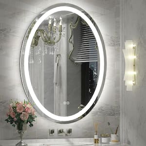 28 in. W x 36 in. H Oval Frameless Super Bright 192 Leds/m Lighted Anti-Fog Tempered Glass Wall Bathroom Vanity Mirror