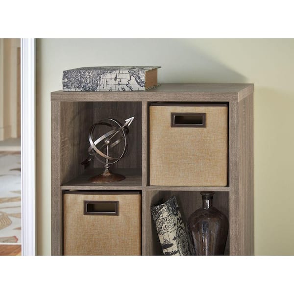 11 in. H x 10.5 in. W x 10.5 in. D Beige Fabric Cube Storage Bin