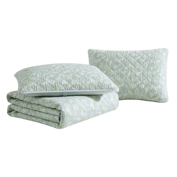Tommy Bahama Pineapple Bloom Green 2-Piece Twin Cotton Quilt-Sham Set