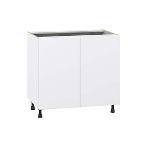 Fairhope Bright White Slab Assembled Base Kitchen Cabinet with Full High Doors (36 in. W x 34.5 in. H x 24 in. D)