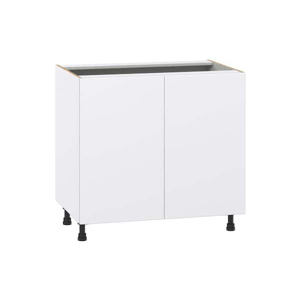 J COLLECTION Fairhope Bright White Slab Assembled Base Kitchen Cabinet with Full High Doors (36 in. W x 34.5 in. H x 24 in. D)