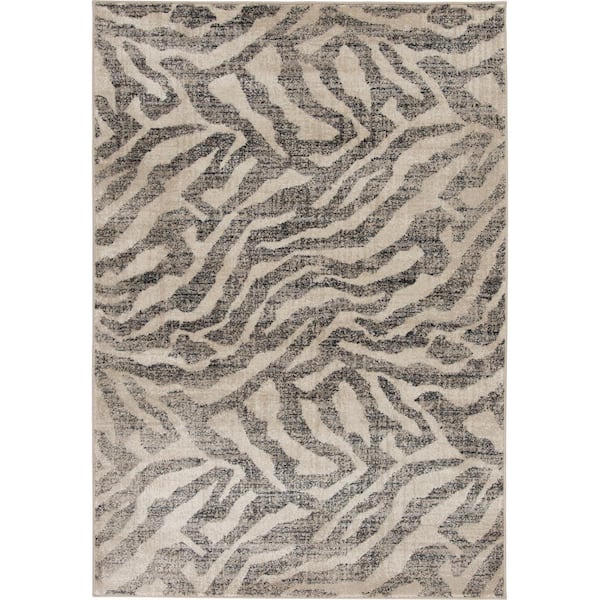 Unbranded Rustan Sand/Latte 5 ft. x 7 ft. Animal Print Polypropylene Area Rug