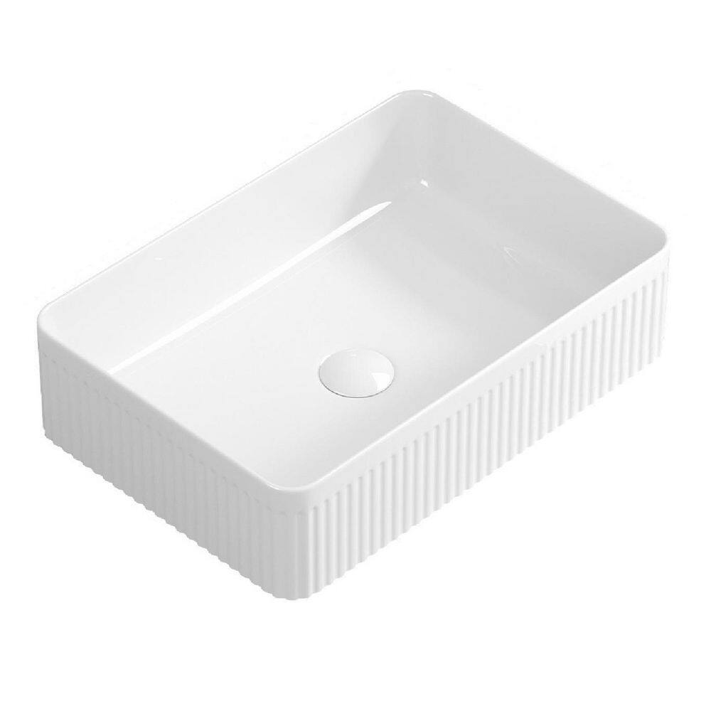 19.69 in. Above Counter Rectangular Wash Basin Bathroom Vessel Sink in Milk White Ceramic price history on PriceWatchPro