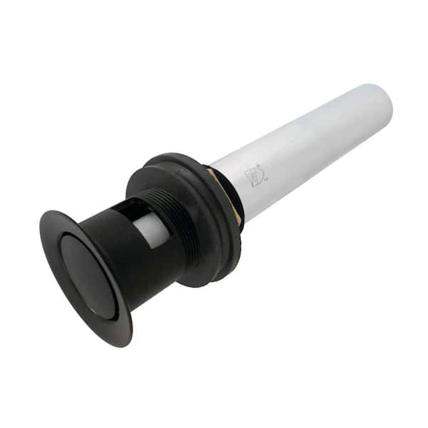 Brass Push Pop-Up Bathroom Sink Drain with Overflow in Matte Black