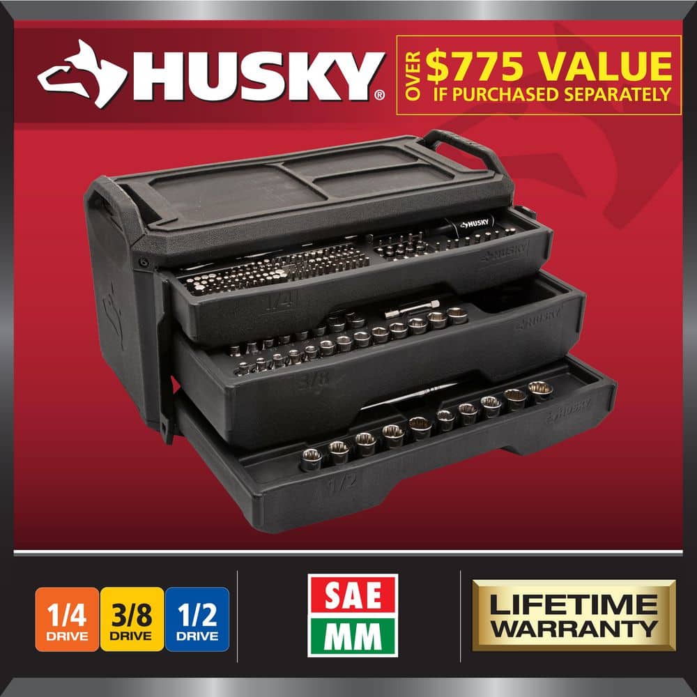 HUSKY 310-Piece SAE/Metric Mechanics Tool Set with Tool Box (H310MTS)