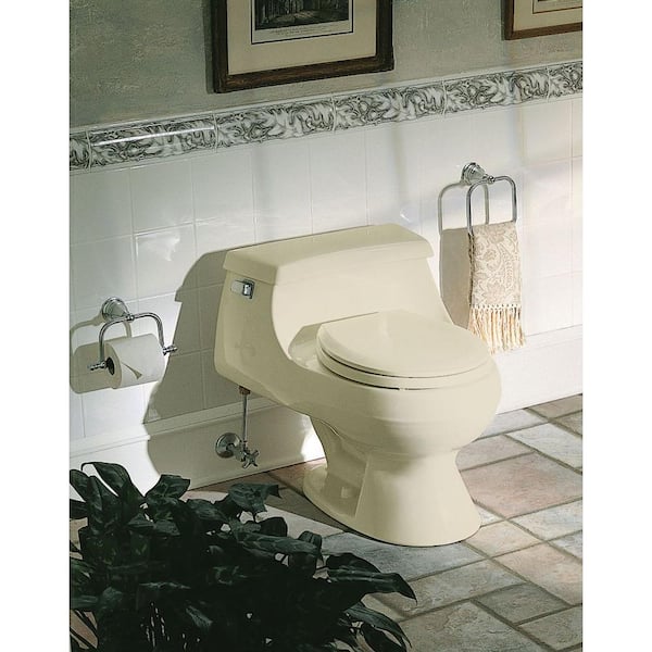 KOHLER Rialto 1-piece 1.6 GPF Single Flush Round Toilet in Almond