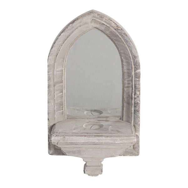 Benjara 5.5 in. W x 19.7 in. H Cement Frame White Wall Mirror