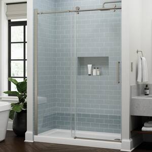 Exuma 60 in. W x 76 in. H Sliding Frameless Shower Door in Brushed Nickel with 3/8 in. (10 mm) Clear Glass
