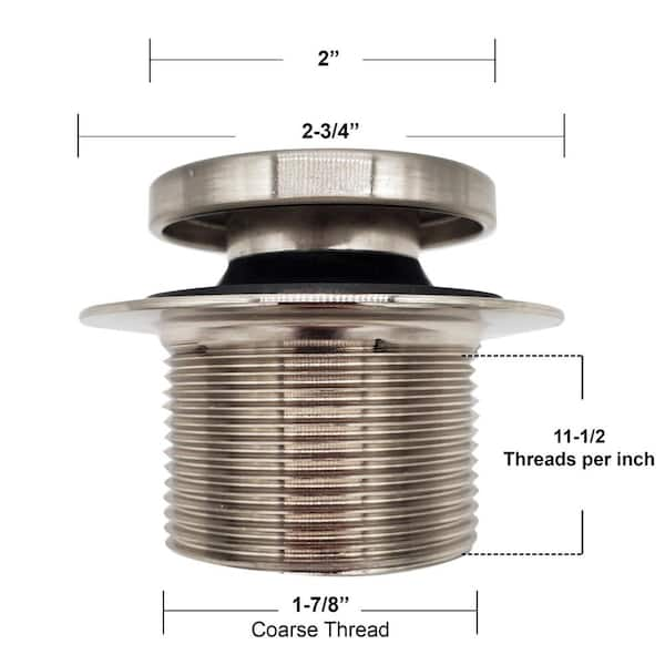 Westbrass D398R-05 Mushroom Tip Toe 1-1/2 in. NPSM Coarse Thread Bath Drain - Polished Nickel