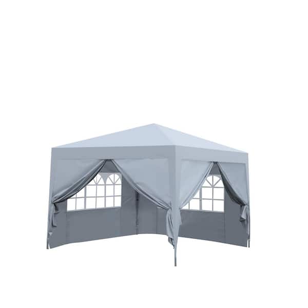 Mondawe 10 ft. x 10 ft. White Pop-Up Canopy Square Party/Event Tent Gazebo with 4-Pieces Weight Sandbag and Windows