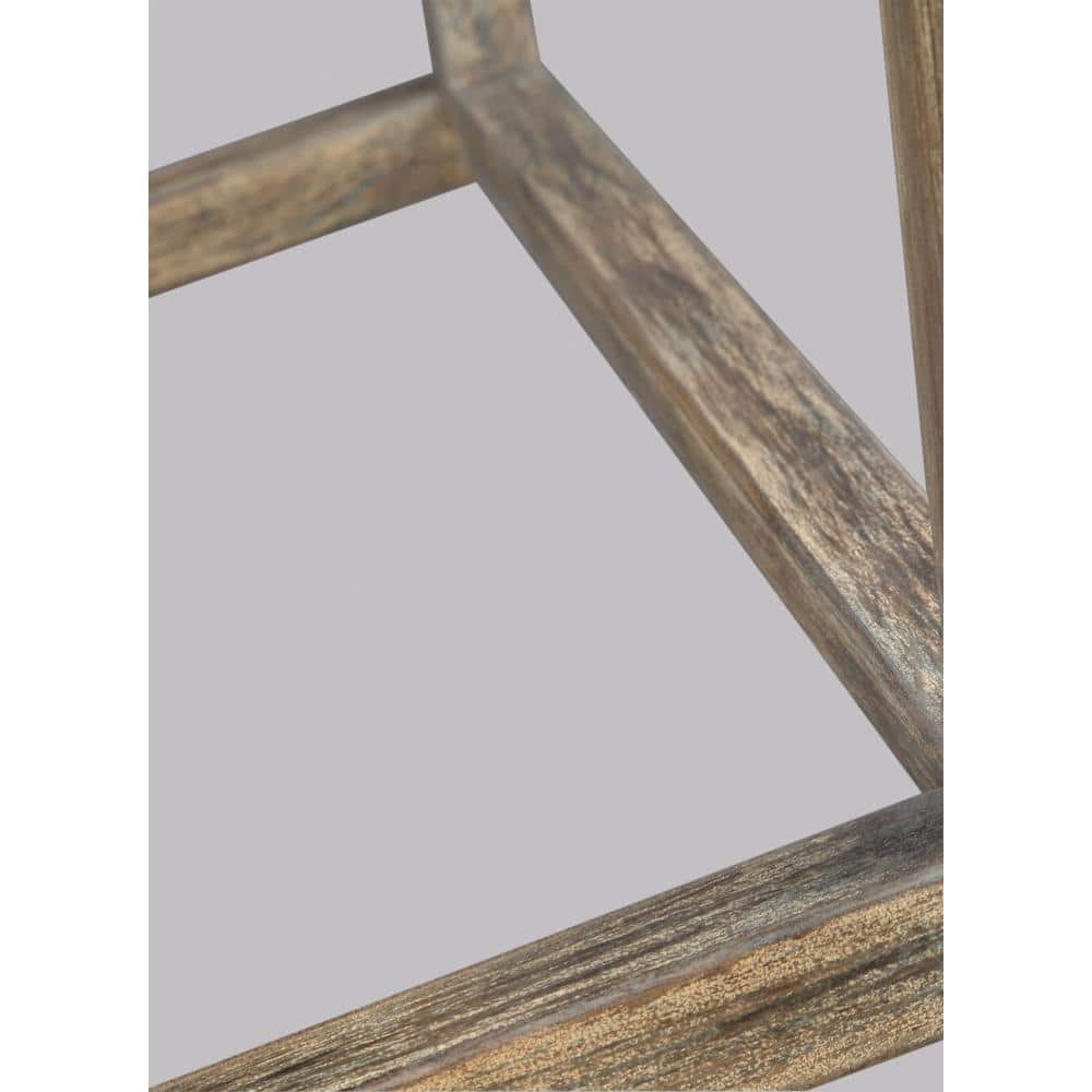 Weathered Oak and Antique Forged Iron Brass Cage 6-Light Chandelier