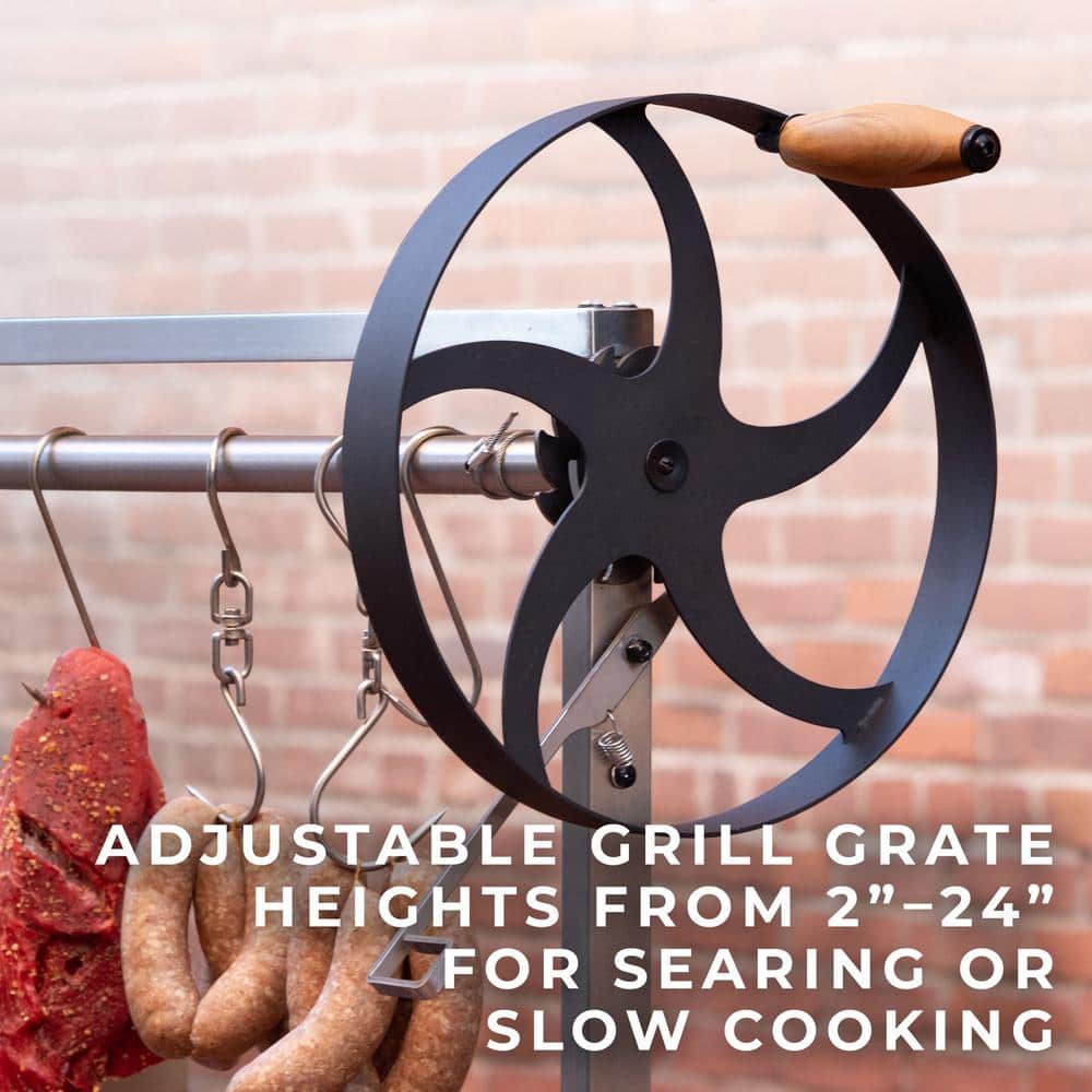 Premium Black Stainless Steel Wood Fire and Charcoal Grill