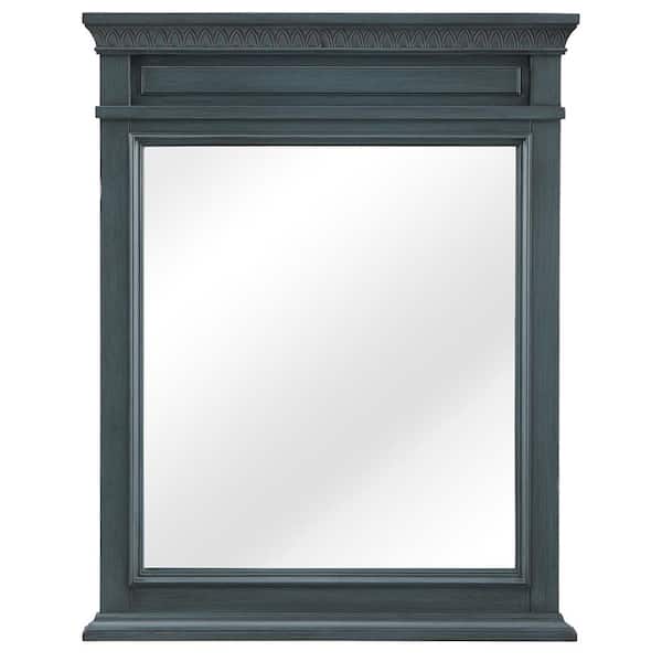 Home Decorators Collection 25 in. W x 32 in. H Framed Rectangular Bathroom Vanity Mirror in Distressed Blue Fog