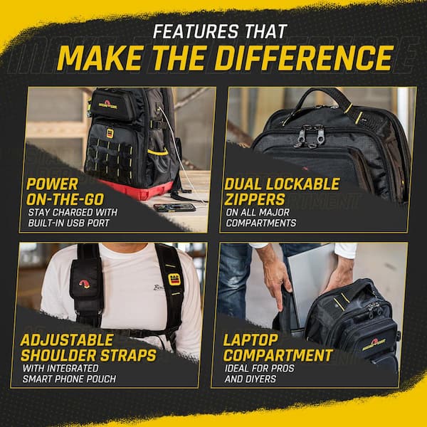 MagnoGrip RED Base Series 13.5 in. 41-Pocket Contractor's Backpack