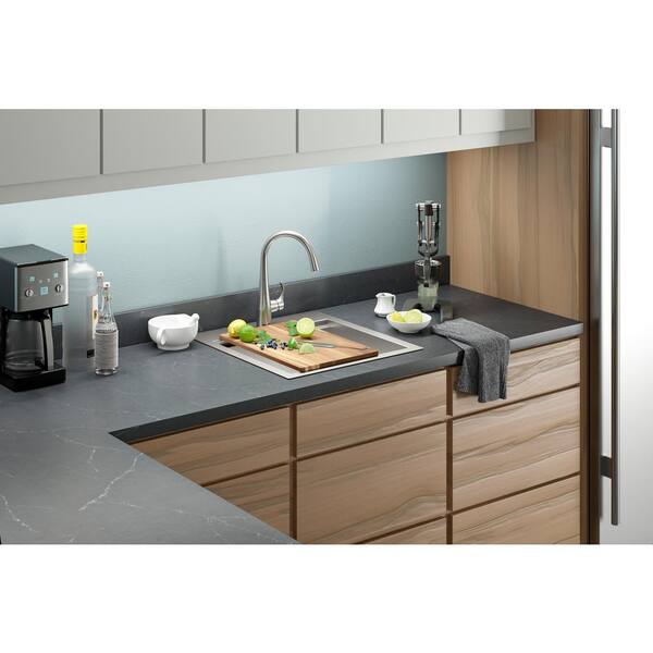 Lyric Dual Mount Workstation Stainless Steel 22 in 1-Hole Single Bowl Kitchen Sink with Integrated Ledge and Accessories Lyric Dual Mount Workstation Stainless Steel 22 in 1-Hole Single Bowl Kitchen Sink with Integrated Ledge and Accessories