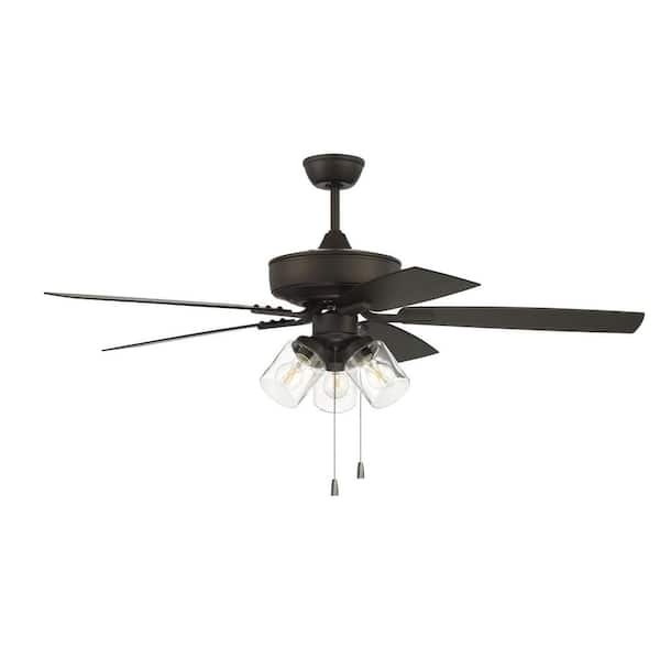 CRAFTMADE Outdoor Pro Plus-104 52 in. Indoor/Outdoor Dual Mount Espresso Ceiling Fan with 3-Light LED Light Kit