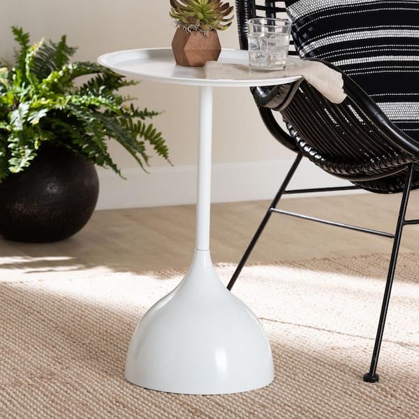 Webb 15.7 in. White Round Metal End Table