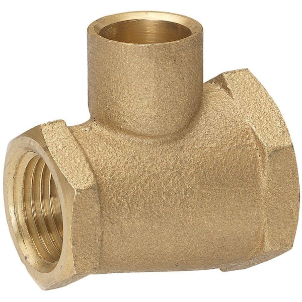 Everbilt 3/4 in. FIP x 1/2 in. FIP x 1/2 in. SWT Red Brass Pipe Tee