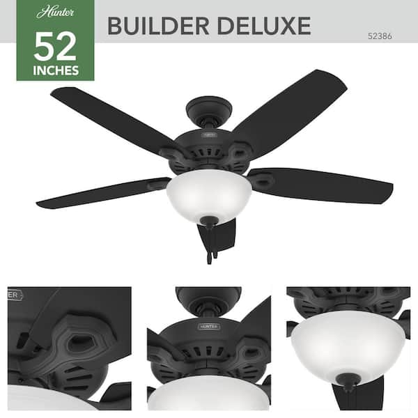 Hunter Stratford 52 in. LED Indoor Matte Black Ceiling Fan with Light Kit  50486 - The Home Depot