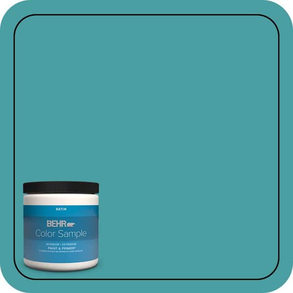 BEHR PREMIUM PLUS 8 oz. #M460-5 Aqua Fresco Satin Enamel Interior/Exterior Paint & Primer Color Sample