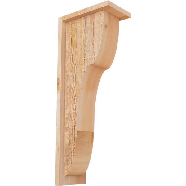 Ekena Millwork 6 in. x 10 in. x 26 in. Western Red Cedar Carmel Rough Sawn Corbel with Backplate