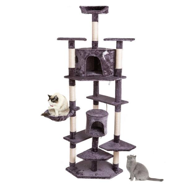 Unbranded 80 in. Solid Cute Sisal Rope Plush Cat Climb Tree Cat Tower