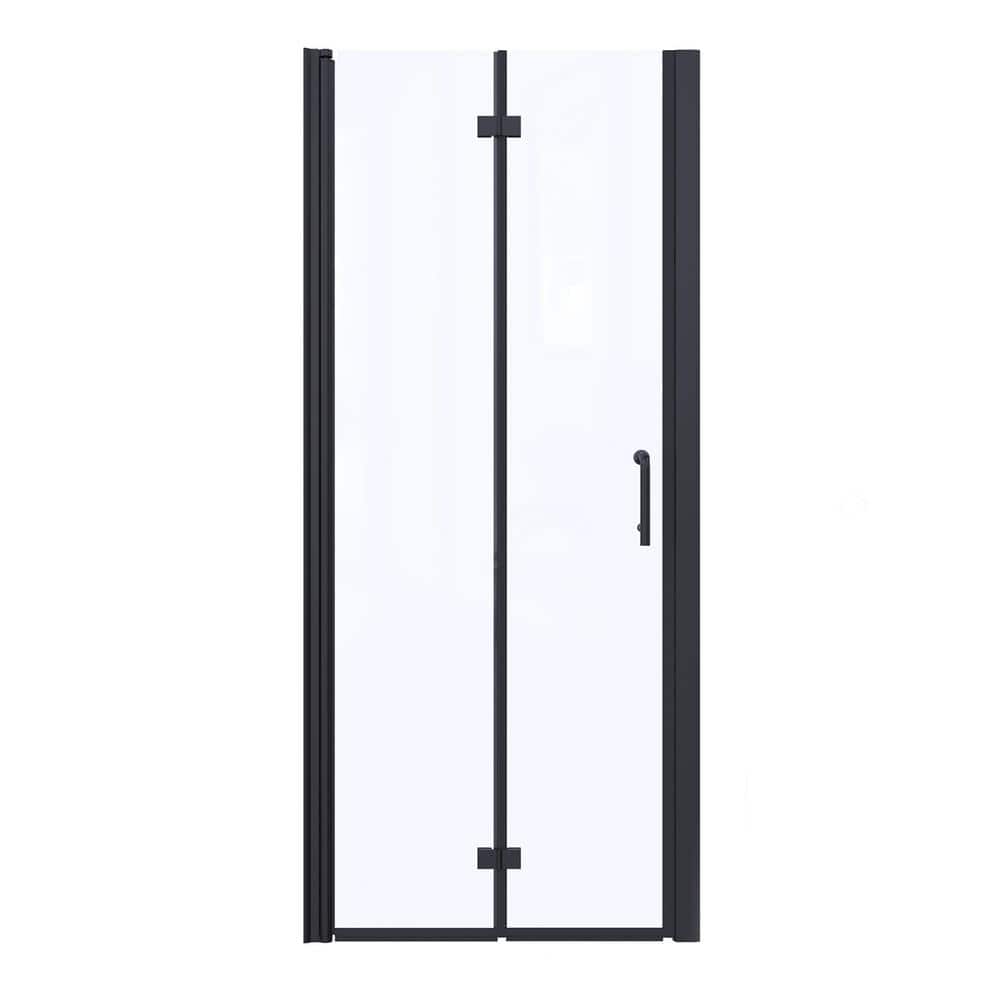 COPY 0 32-33.35 in. W x 72 in. H Bifold Frameless Shower Door in Matte Black Finish with Clear Tempered Glass price history on PriceWatchPro