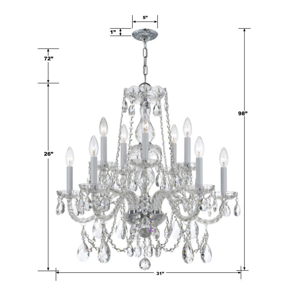 Elegant Polished Chrome 12-Light Chandelier with Italian Crystal