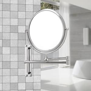 Glimmer 8 in. x 8 in. Wall Mounted LED 3x Round Makeup Mirror in Chrome Finish